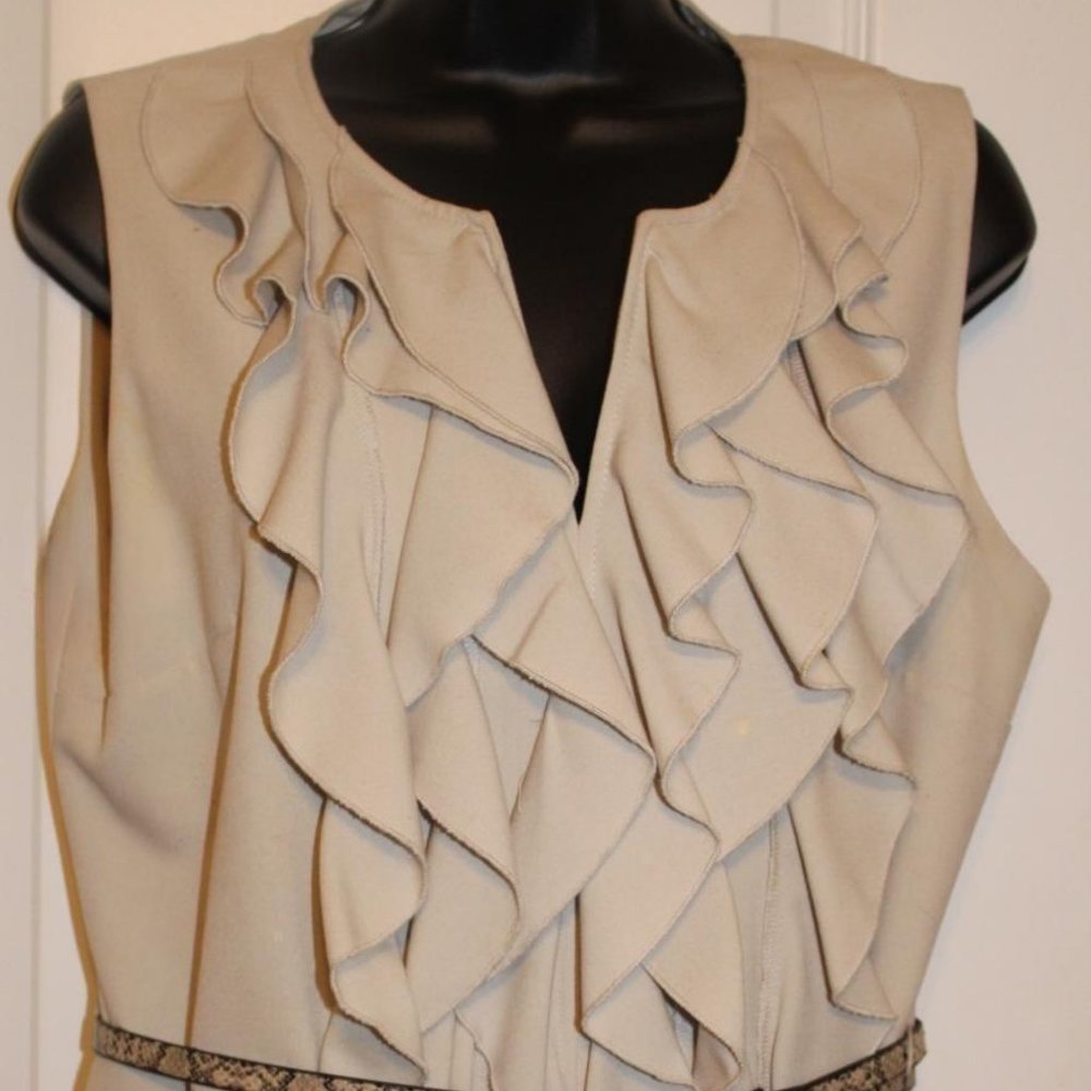 Tan Ruffled Dress with Snakeskin Belt with lining